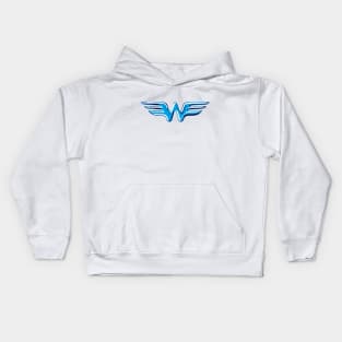 Letter W Flying Bird Wings with Embossed sparkling Metallic Effect Kids Hoodie